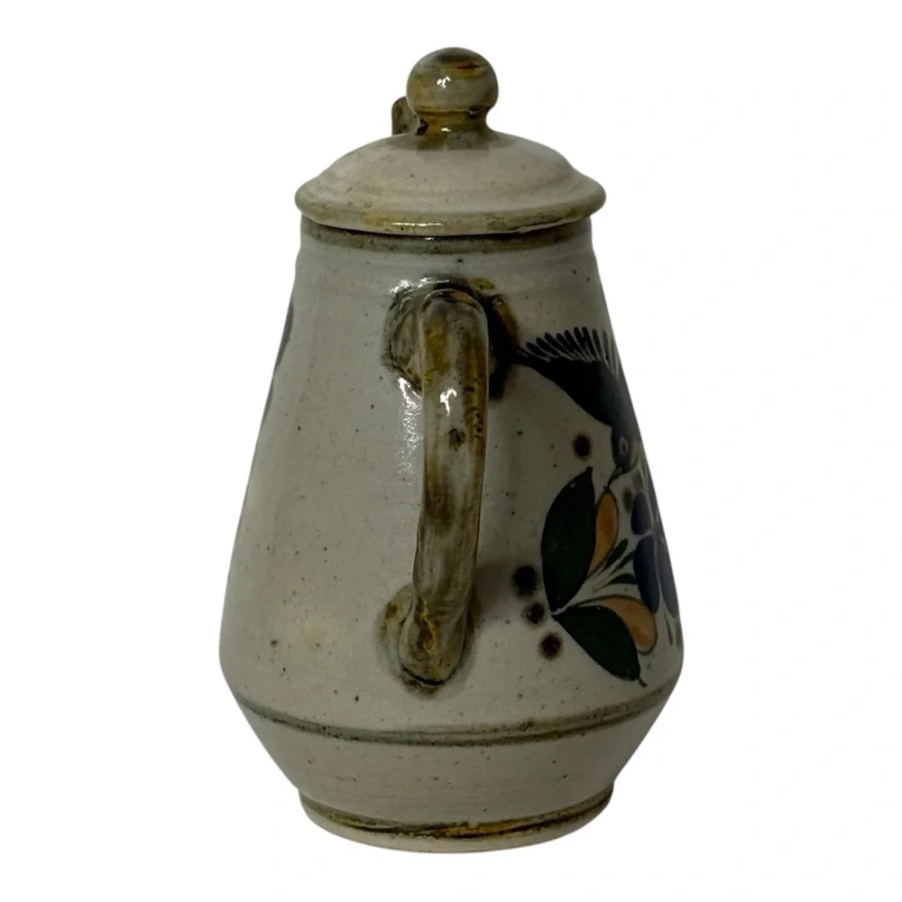 Tonala Pottery Handmade Pitcher‎ With Lid Cream Pitcher Signed Mexico